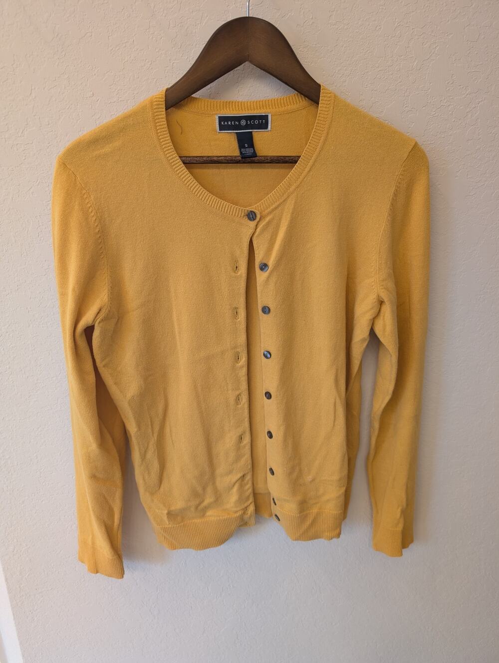 Karen Scott Marigold Yellow Y2K Button Up Cardigan Sz S
